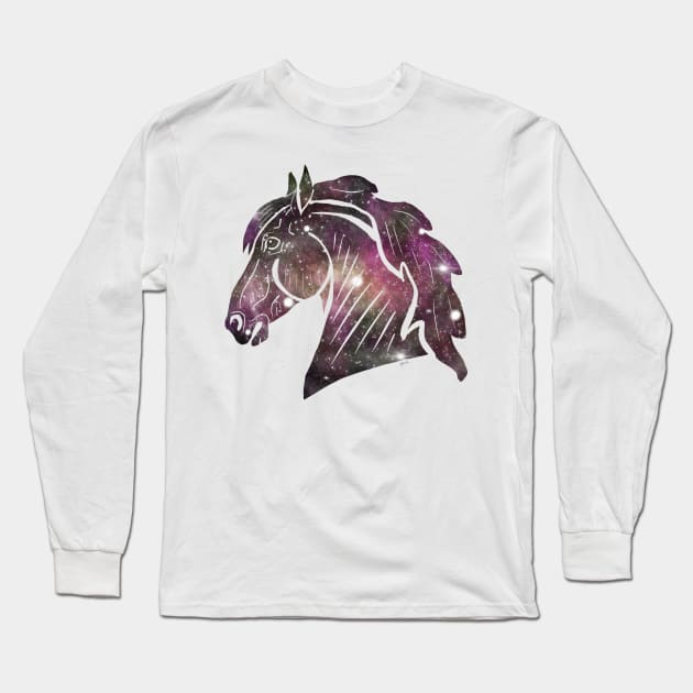 Galaxy horse profile Long Sleeve T-Shirt by Shyflyer